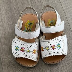 White Kids Sandals with Colorful Embroidery size 5